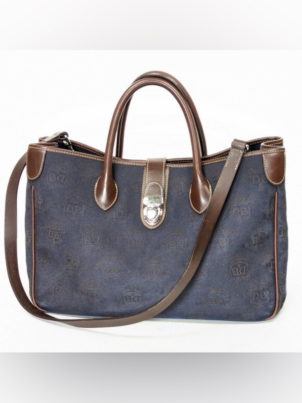 DOONEY & BOURKE Monogrammed DB Canvas and Leather Bag with Shoulder Bag
